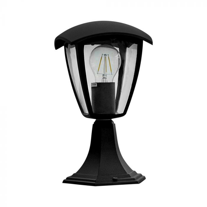 V-TAC Dārza laternas/lampas karkass ar 1xE27 LED spuldzi (spuldze nav iekļauta), vertikāls, melns, IP44