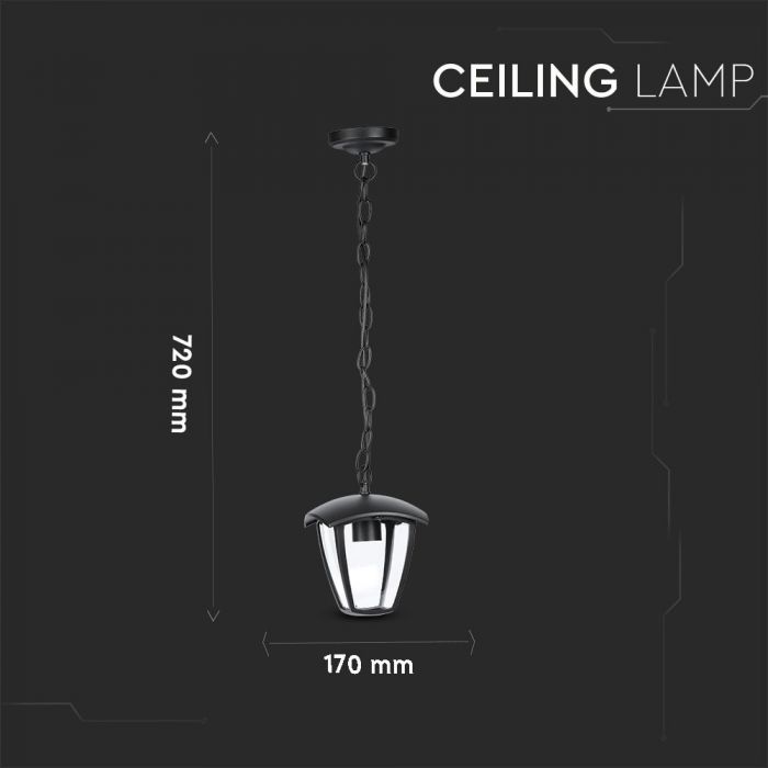 V-TAC Garden lantern/lamp frame with 1xE27 LED bulb (bulb not included), hanging, IP65/IP67, V-TAC