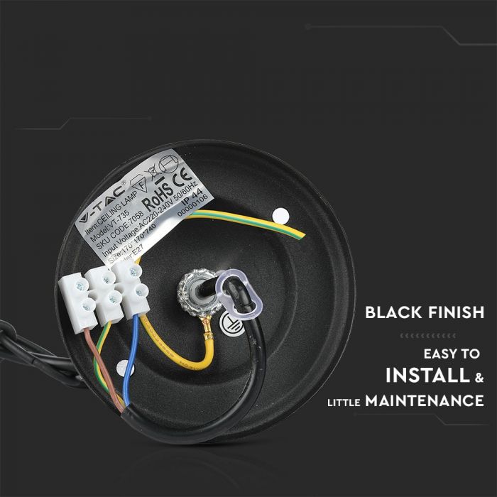 V-TAC Garden lantern/lamp frame with 1xE27 LED bulb (bulb not included), hanging, IP65/IP67, V-TAC