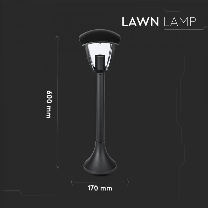 AKCIJA_V-TAC Dārza laternas/lampas karkass ar 1xE27 LED spuldzi (spuldze nav iekļauta), vertikāls, H60cm, IP65/IP67