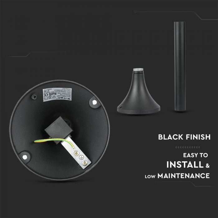 V-TAC Dārza laternas/lampas karkass ar 1xE27 LED spuldzi (spuldze nav iekļauta), vertikāls, H60cm, IP65/IP67
