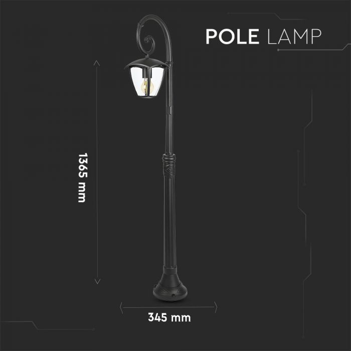 V-TAC Garden lantern/lamp frame with 1xE27 LED bulb (bulb not included), black, vertical, IP65/IP67