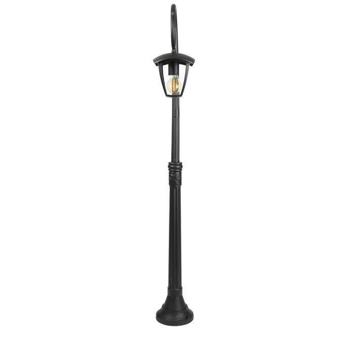 V-TAC Trädgårdslykta/lampram med 1xE27 LED-lampa (glödlampa ingår ej), svart, vertikal, IP65/IP67