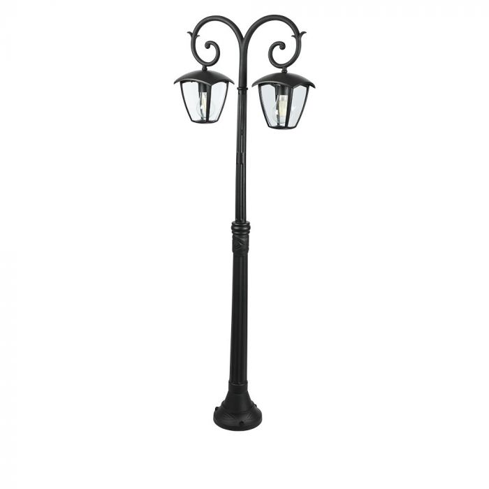 V-TAC Dārza laternas/lampas karkass ar 2xE27 LED spuldzēm (spuldzes nav iekļautas), melns, vertikāls, IP65/IP67
