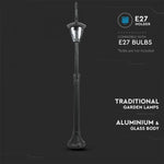V-TAC Dārza laternas/lampas karkass ar 2xE27 LED spuldzēm (spuldzes nav iekļautas), melns, vertikāls, IP65/IP67