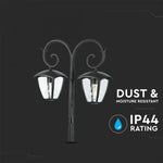 V-TAC Dārza laternas/lampas karkass ar 2xE27 LED spuldzēm (spuldzes nav iekļautas), melns, vertikāls, IP65/IP67