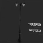 V-TAC Garden lantern/lamp frame with 2xE27 LED bulbs (bulbs not included), black, vertical, IP65/IP67