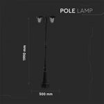 V-TAC Garden lantern/lamp frame with 2xE27 LED bulbs (bulbs not included), black, vertical, IP65/IP67