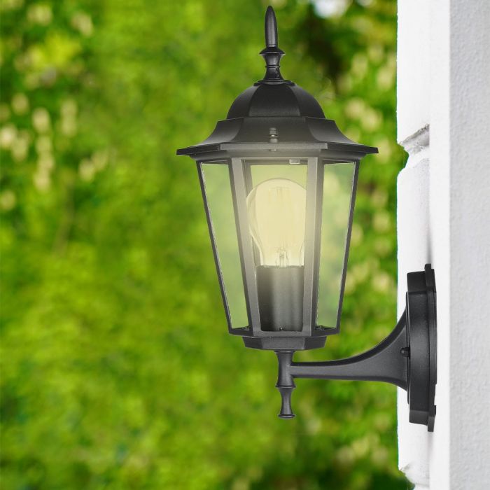 V-TAC Facade lampram med 1xE27 LED-lampa (glödlampa ingår ej), lampan vänd uppåt, svart, IP44