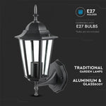 V-TAC Facade lampram med 1xE27 LED-lampa (glödlampa ingår ej), lampan vänd uppåt, svart, IP44