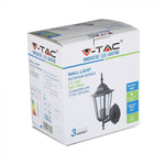 V-TAC Facade lampram med 1xE27 LED-lampa (glödlampa ingår ej), lampan vänd uppåt, svart, IP44