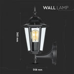 V-TAC Facade lampram med 1xE27 LED-lampa (glödlampa ingår ej), lampan vänd uppåt, svart, IP44