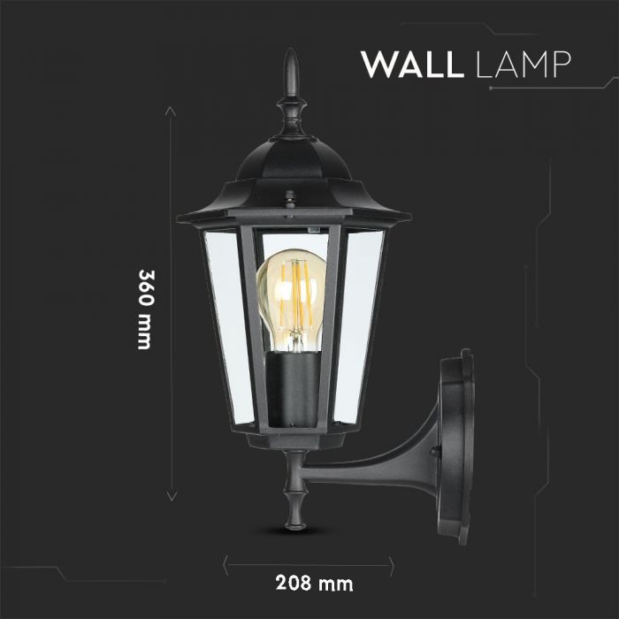 Facade lamp frame for E27 bulb (not included), bulb facing up, IP44, V-TAC