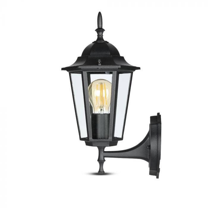 V-TAC Facade lampram med 1xE27 LED-lampa (glödlampa ingår ej), lampan vänd uppåt, svart, IP44