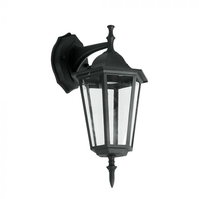 V-TAC fassaadilambi raam 1xE27 LED-pirniga (pirn ei kuulu komplekti), pirn suunaga alla, must, IP44