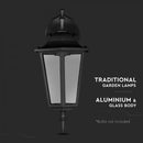 V-TAC Fasādes lampas karkass ar 1xE27 LED spuldzi (spuldze nav iekļauta), spuldze vērsta uz leju, melna, IP44