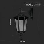 V-TAC fassaadilambi raam 1xE27 LED-pirniga (pirn ei kuulu komplekti), pirn suunaga alla, must, IP44