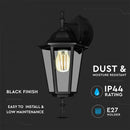 V-TAC Fasādes lampas karkass ar 1xE27 LED spuldzi (spuldze nav iekļauta), spuldze vērsta uz leju, melna, IP44