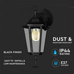 V-TAC fassaadilambi raam 1xE27 LED-pirniga (pirn ei kuulu komplekti), pirn suunaga alla, must, IP44