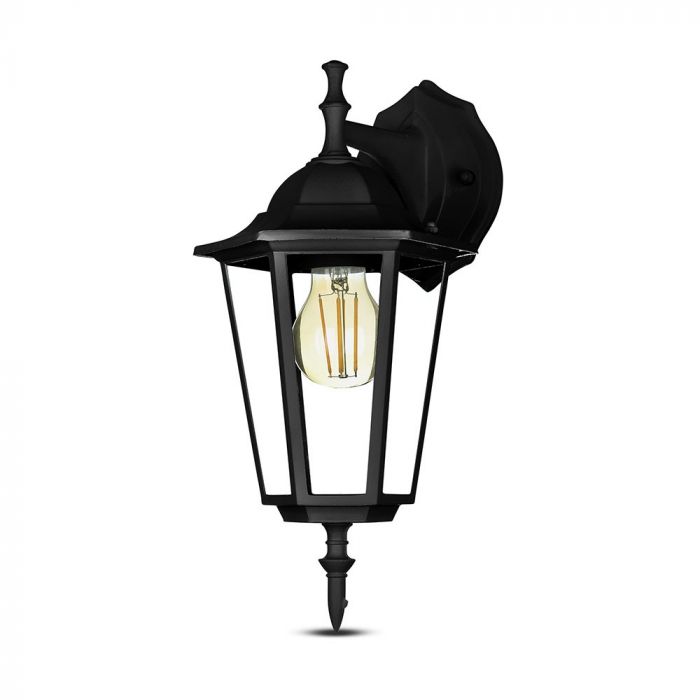 V-TAC fassaadilambi raam 1xE27 LED-pirniga (pirn ei kuulu komplekti), pirn suunaga alla, must, IP44