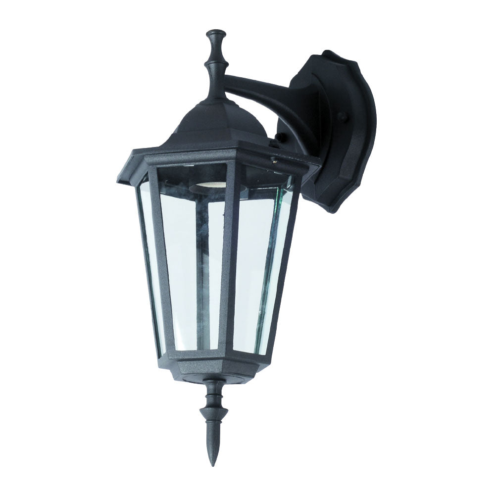 V-TAC fassaadilambi raam 1xE27 LED-pirniga (pirn ei kuulu komplekti), pirn suunaga alla, must, IP44