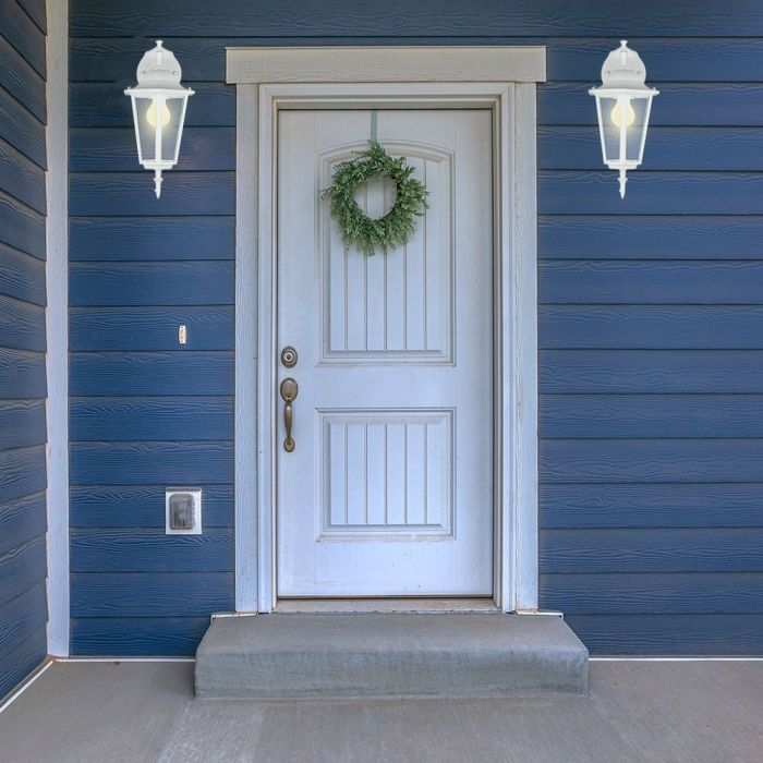 V-TAC Fasādes lampas karkass ar 1xE27 LED spuldzi (spuldze nav iekļauta), spuldze vērsta uz leju, balta, IP44