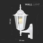 V-TAC Fasadlampram med 1xE27 LED-lampa (glödlampa ingår ej), inbyggd rörelsesensor, lampan vänd uppåt, vit, IP44