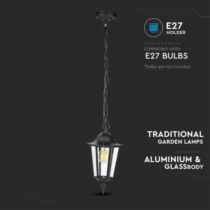 V-TAC Garden lantern/lamp frame for LED E27 bulb, hanging, IP44