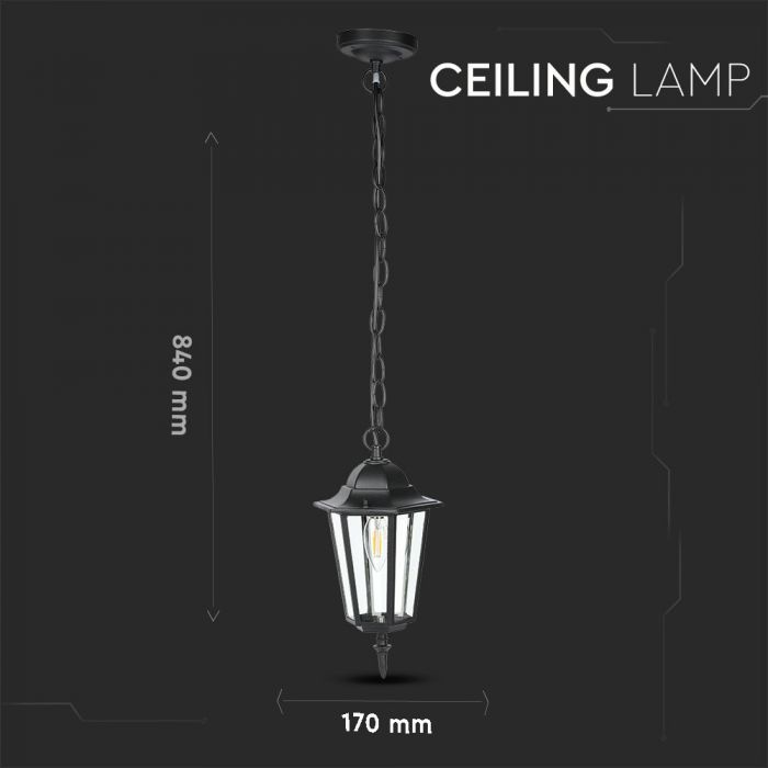 URVAL AV BUTIKER!!! V-TAC Trädgårdslykta ram med 1xE27 LED-lampa (glödlampa ingår ej), hängande, svart, IP44