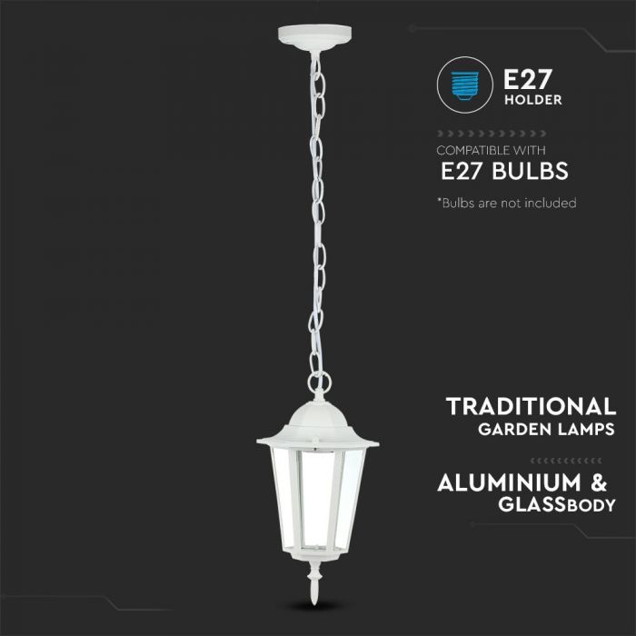SAMPLE OF SHOPS!!! V-TAC Suspension lamp frame with 1xE27 LED bulb (bulb not included), white, IP44