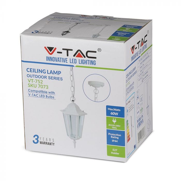 SAMPLE OF SHOPS!!! V-TAC Suspension lamp frame with 1xE27 LED bulb (bulb not included), white, IP44