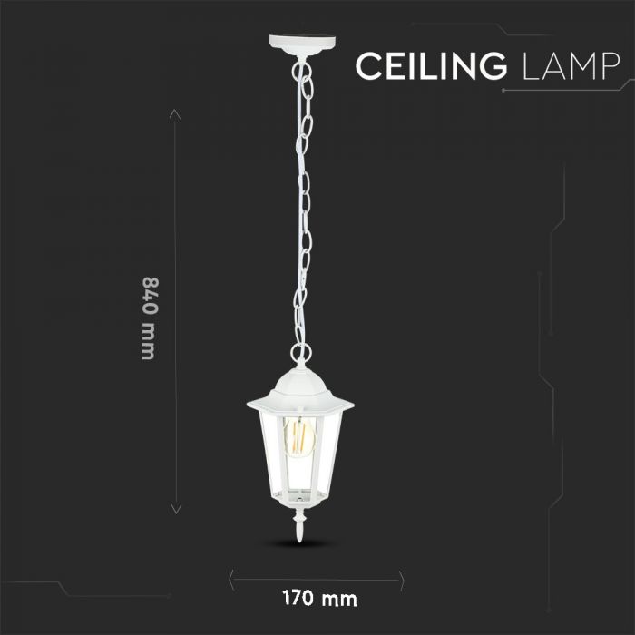 POODIDE NÄIDIS!!! V-TAC Rippvalgusti raam 1xE27 LED-pirniga (pirn ei kuulu komplekti), valge, IP44