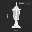 V-TAC Dārza laternas karkass ar 1xE27 LED spuldzi (spuldze nav iekļauta), vertikāls, balts, IP44