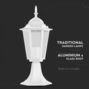 V-TAC Dārza laternas karkass ar 1xE27 LED spuldzi (spuldze nav iekļauta), vertikāls, balts, IP44