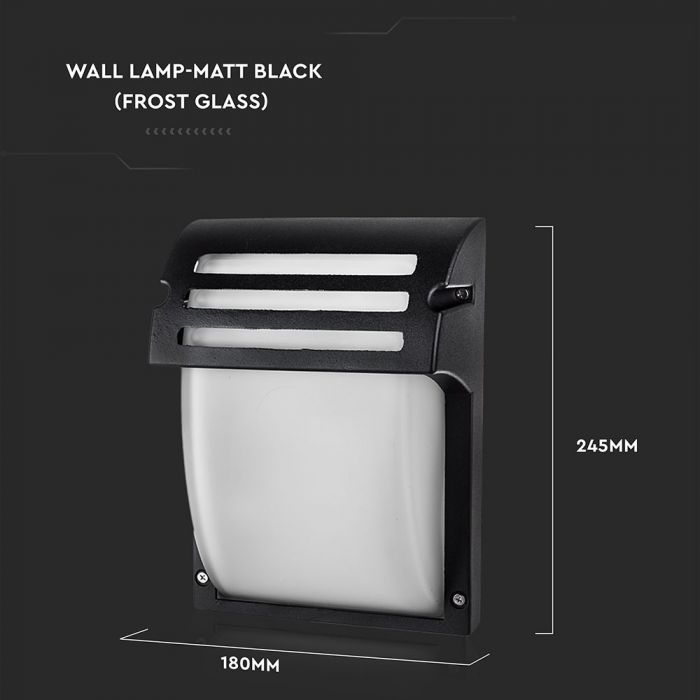 V-TAC Facade lamp frame with 1xE27 LED bulb (bulb not included), black, IP44