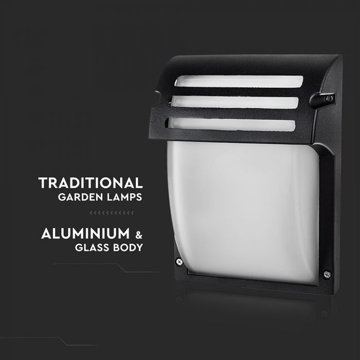 V-TAC Facade lamp frame with 1xE27 LED bulb (bulb not included), black, IP44