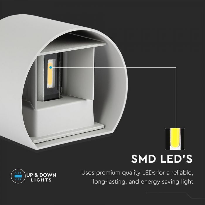 6W(660Lm) LED Fasādes gaismeklis ar regulējamu stara leņķi, IP65, V-TAC, silti balta gaisma 3000K