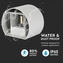 6W(660Lm) LED Fasādes gaismeklis ar regulējamu stara leņķi, IP65, V-TAC, silti balta gaisma 3000K