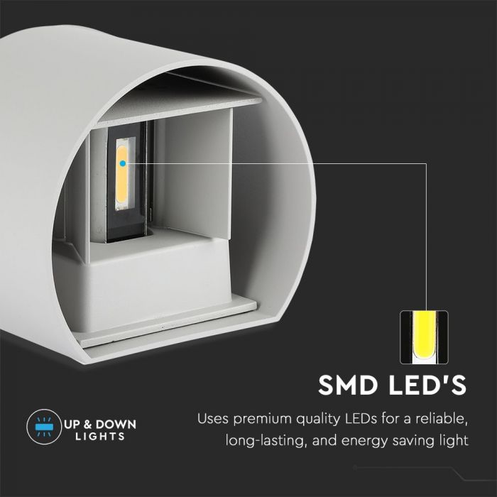 6W(660Lm) LED Fasādes gaismeklis ar regulējamu stara leņķi, V-TAC, IP65, neitrāli balta gaisma 4000K