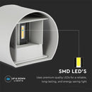6W(660Lm) LED Fasādes gaismeklis ar regulējamu stara leņķi, V-TAC, IP65, neitrāli balta gaisma 4000K