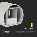 6W(660Lm) LED Fasādes gaismeklis ar regulējamu stara leņķi, V-TAC, IP65, neitrāli balta gaisma 4000K