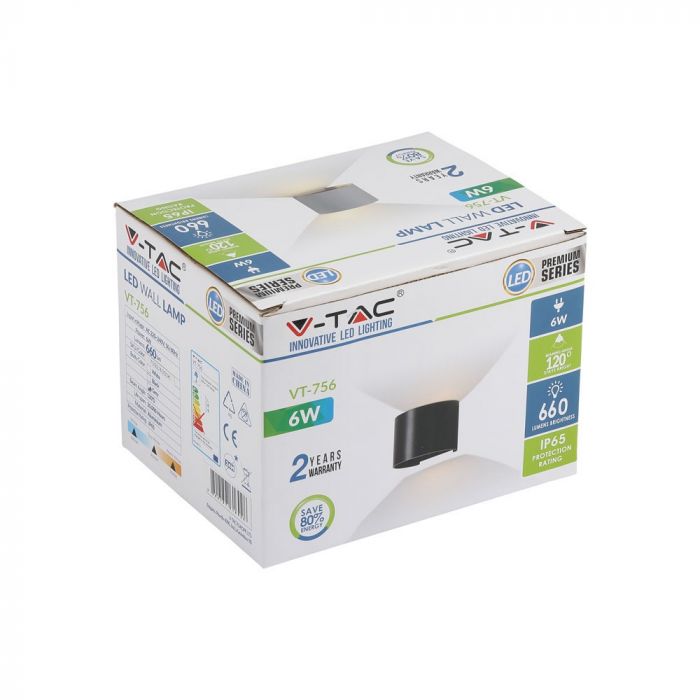 6W(660Lm) LED Fasādes gaismeklis ar regulējamu stara leņķi, V-TAC, IP65, neitrāli balta gaisma 4000K