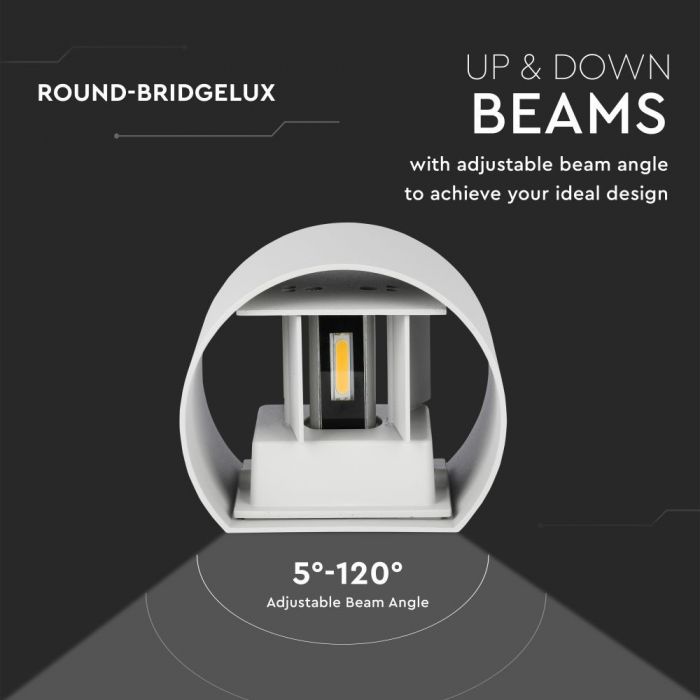6W(660Lm) LED Fasādes gaismeklis ar regulējamu stara leņķi, V-TAC, IP65, neitrāli balta gaisma 4000K