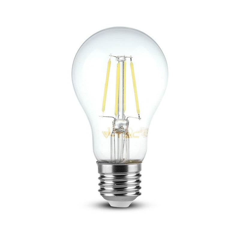 E27 4W(400Lm) LED Spuldze Filament, A60, V-TAC, auksti balta gaisma 6400K