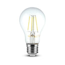E27 4W(400Lm) LED Spuldze Filament, A60, V-TAC, auksti balta gaisma 6400K