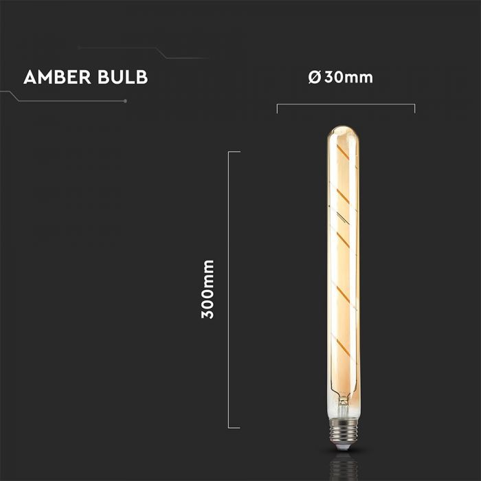 E27 5W(500Lm) LED Bulb Filament AMBER, T30, V-TAC, warm white light 2200K