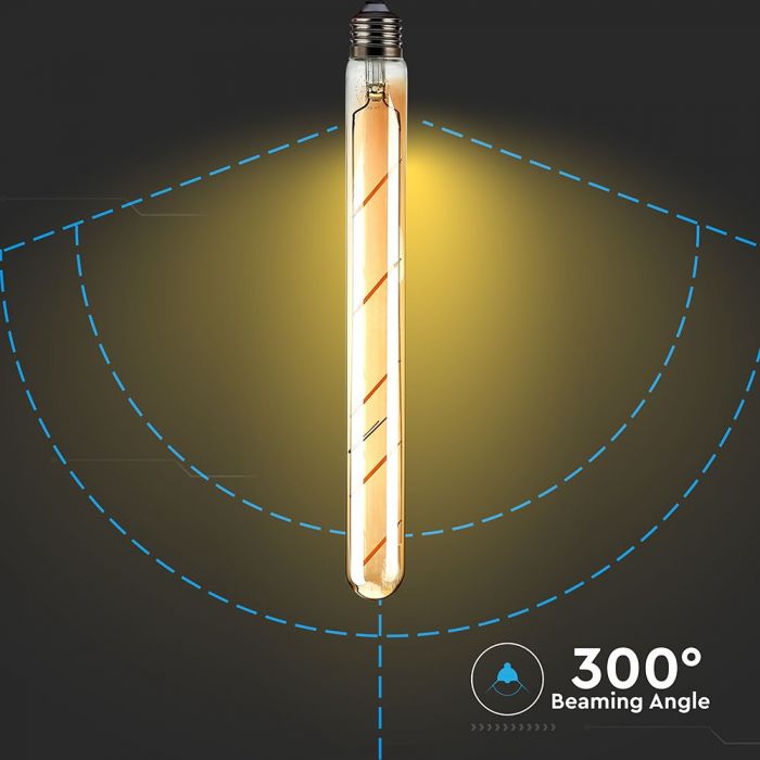 E27 5W(500Lm) LED Spuldze Filament AMBER, T30, V-TAC, silti balta gaisma 2200K