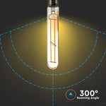 E27 6W(600Lm) LED-lampa Filament AMBER, T30, V-TAC, varmvitt ljus 2200K