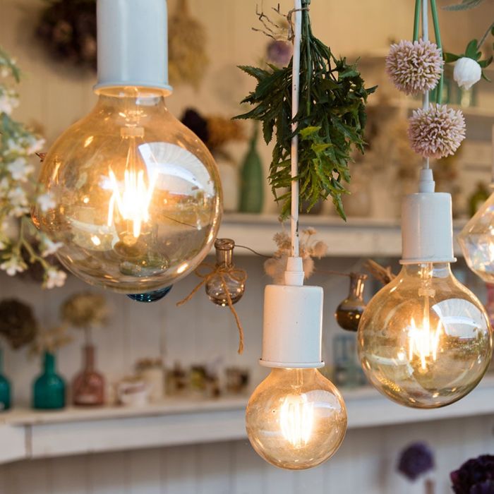 E27 8W(720Lm) LED-lambi hõõgniit AMBER, G95, V-TAC, soe valge valgus 2200K