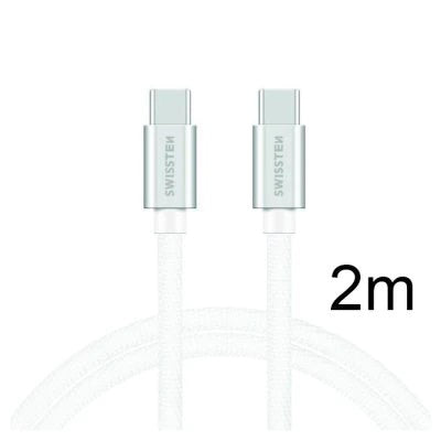 Ātrās uzlādes C-Tipa (Type-C) USB kabelis viedierīcēm. Maksimālā jauda 3A. Balts, kabeļa garums 2m. SWISSTEN